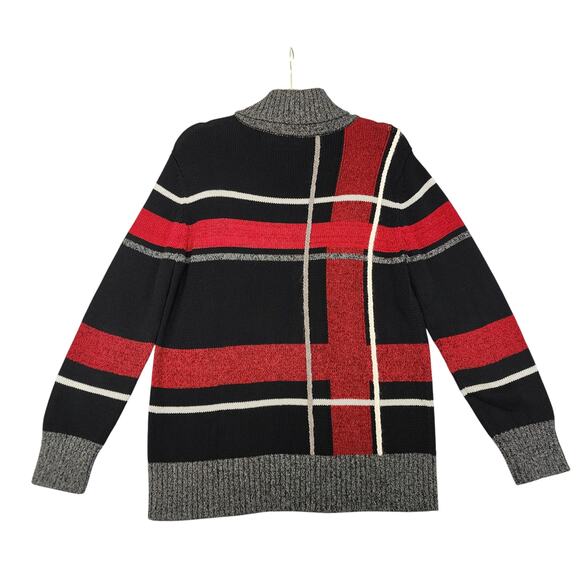 Liz Claiborne Womens Vintage Knit Turtleneck Sweater Size Medium Red Black Plaid - Picture 5 of 11